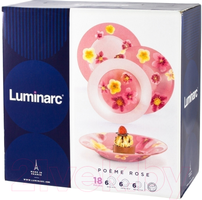 Набор тарелок Luminarc Poeme Rose N6599 (18шт)