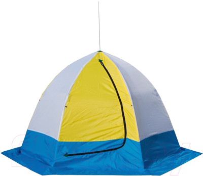 Палатка Стэк Elite 3-местная (дышащая, 3-слойная, белый/голубой/желтый)