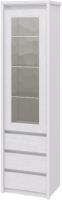 Шкаф-пенал с витриной Мебель-Неман Палермо МН-033-04 (белый текстурный/белый крем) - 