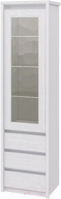 Шкаф-пенал с витриной Мебель-Неман Палермо МН-033-04 (белый текстурный/белый крем)