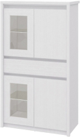 Шкаф с витриной Мебель-Неман Палермо МН-033-05 (белый текстурный/белый крем) - 