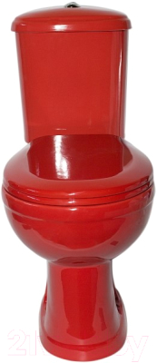 Унитаз напольный Оскольская керамика Дора Стандарт + 236.692.21.2 (горизонтальный выпуск, красный)