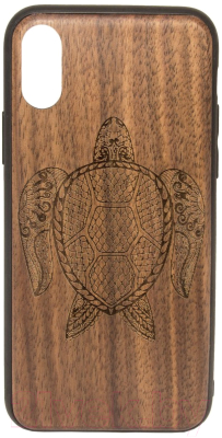 Чехол-накладка Case Wood для iPhone X (грецкий орех/черепаха)