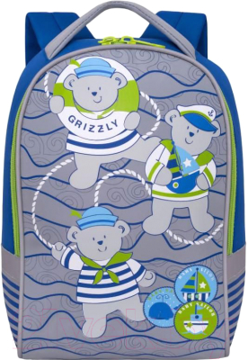 Детский рюкзак Grizzly RS-892-1 (синий/салатовый)
