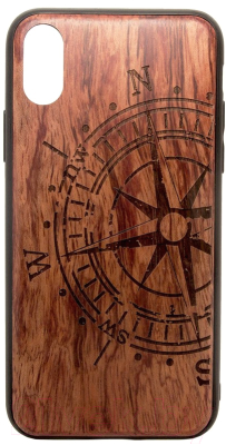 Чехол-накладка Case Wood для iPhone X (палисандр/компас)