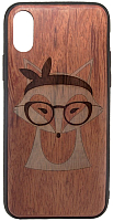 Чехол-накладка Case Wood для iPhone X (палисандр/лис) - 
