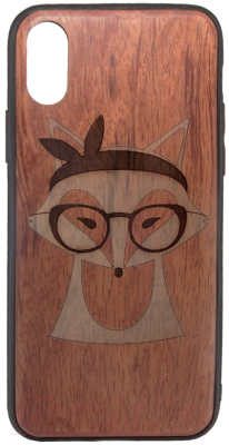 Чехол-накладка Case Wood для iPhone X (палисандр/лис)