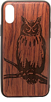 Чехол-накладка Case Wood для iPhone X (палисандр/филин) - 