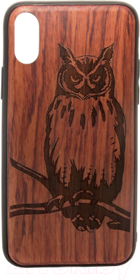 Чехол-накладка Case Wood для iPhone X (палисандр/филин)