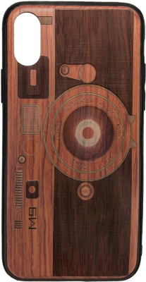 Чехол-накладка Case Wood для iPhone X (палисандр/фотоаппарат)