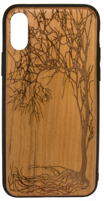 Чехол-накладка Case Wood для iPhone X (черешня/зима)