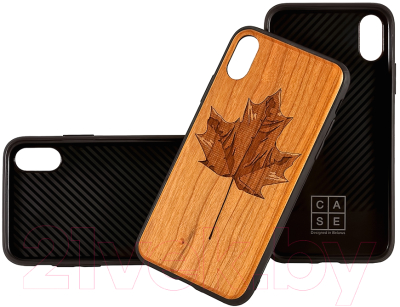 Чехол-накладка Case Wood для iPhone X (черешня/клен)