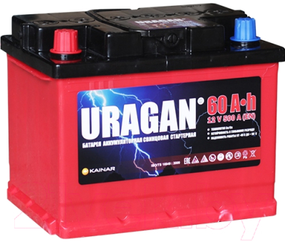 Автомобильный аккумулятор Uragan 60 L+ / 060 14 24 01 0201 07 11 9 R (60 А/ч)