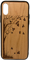 Чехол-накладка Case Wood для iPhone X (черешня/осень) - 