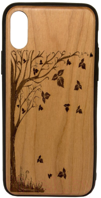 Чехол-накладка Case Wood для iPhone X (черешня/осень)