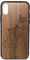 Чехол-накладка Case Wood для iPhone X (грецкий орех/лис) - 