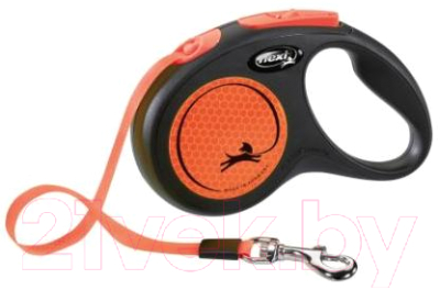 Поводок-рулетка Flexi New Neon ремень / 209317 (S, неоново-оранжевый)