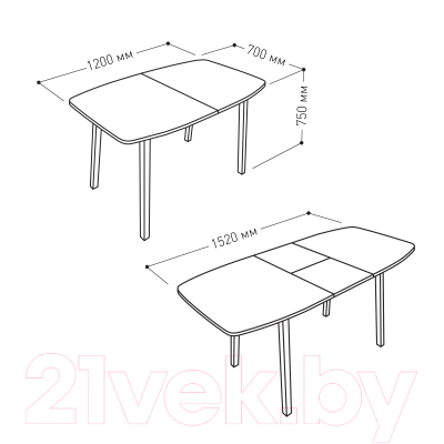 Обеденный стол Listvig Лион со стеклом 120 раздвижной (латте/кремовый/матовое стекло)