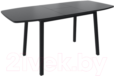 Обеденный стол Listvig Лион со стеклом 120 раздвижной (черный/черный/матовое стекло)