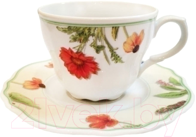 Чашка с блюдцем Cmielow i Chodziez Gloria / K232-8202G10 (полевые цветы)