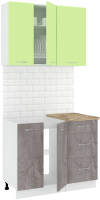 Кухонный гарнитур Кортекс-мебель Корнелия Лира 1.0м (зеленый/оникс/мадрид) - 