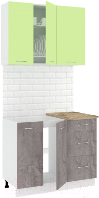 Готовая кухня Кортекс-мебель Корнелия Лира 1.0м (зеленый/оникс/мадрид)