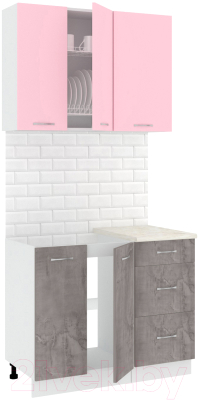 Готовая кухня Кортекс-мебель Корнелия Лира 1.0м (розовый/оникс/королевский опал)