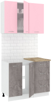 Готовая кухня Кортекс-мебель Корнелия Лира 1.0м (розовый/оникс/мадрид) - 