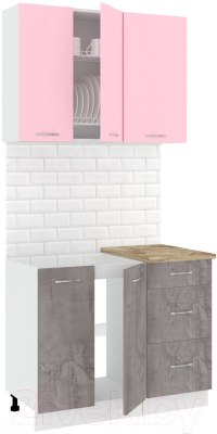 Готовая кухня Кортекс-мебель Корнелия Лира 1.0м (розовый/оникс/мадрид)