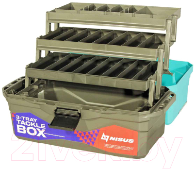 Ящик рыболовный Nisus Tackle Box / 00000242315 (бирюзовый, трехполочный)