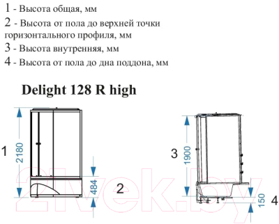 Душевая кабина Domani-Spa Delight 128 High R / DS01D128RHBT00 (черный/тонированное стекло)