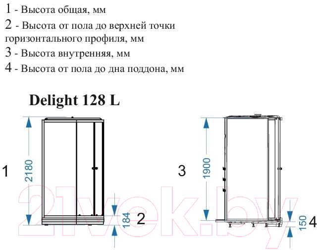 Душевая кабина Domani-Spa Delight 128 L / DS01D128LLBT00 (черный/тонированное стекло) — фото 2