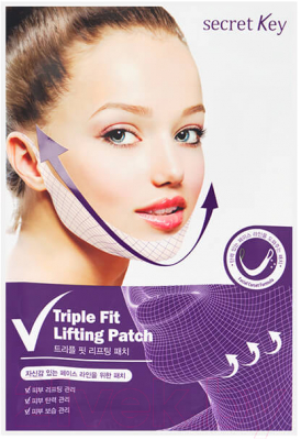 

Маска для лица тканевая Secret Key, Triple Fit Lifting Patch Патч для коррекции овала лица