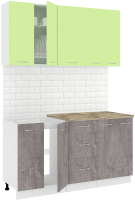 Кухонный гарнитур Кортекс-мебель Корнелия Лира 1.5м (зеленый/оникс/мадрид) - 