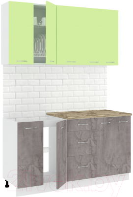 Готовая кухня Кортекс-мебель Корнелия Лира 1.5м (зеленый/оникс/мадрид)