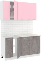 Кухонный гарнитур Кортекс-мебель Корнелия Лира 1.5м (розовый/оникс/королевский опал) - 