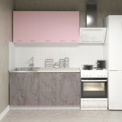 Готовая кухня Кортекс-мебель Корнелия Лира 1.5м (розовый/оникс/королевский опал)