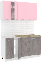 Кухонный гарнитур Кортекс-мебель Корнелия Лира 1.5м (розовый/оникс/мадрид) - 
