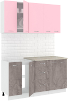 Кухонный гарнитур Кортекс-мебель Корнелия Лира 1.5м (розовый/оникс/марсель) - 