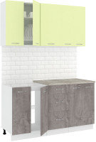 Кухонный гарнитур Кортекс-мебель Корнелия Лира 1.5м (салатовый/оникс/марсель) - 