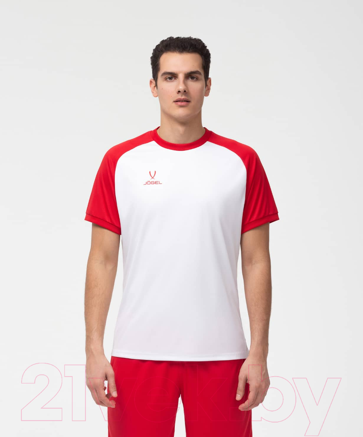 Футболка игровая футбольная Jogel Camp Reglan Jersey JFT-1021 (XXL, белый/красный) — фото 4