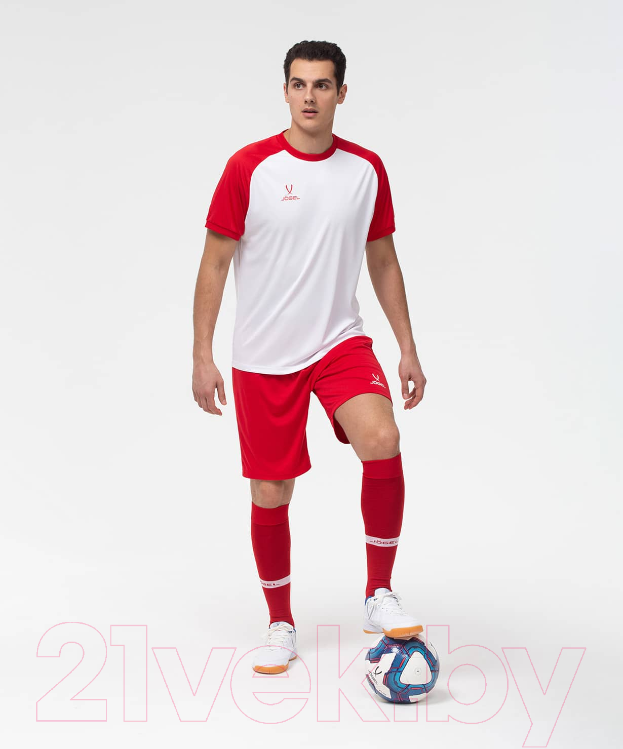 Футболка игровая футбольная Jogel Camp Reglan Jersey JFT-1021 (XXL, белый/красный) — фото 5