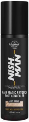 Тонирующий спрей для волос NishMan Magic Touch Up Консилер (100мл, светло-коричневый)