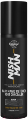 Тонирующий спрей для волос NishMan Magic Touch Up Консилер (100мл, черный)