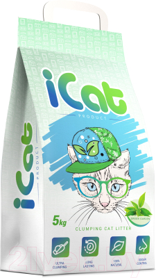 

Наполнитель для туалета iCat, Зеленый сад, комкующийся