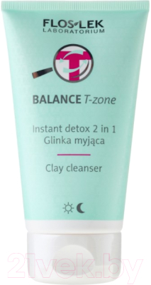 

Крем для умывания Floslek, Balance T-zone Instant Detox 2in1 с глиной