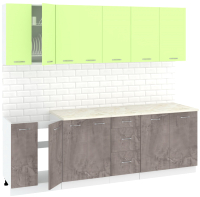 Готовая кухня Кортекс-мебель Корнелия Лира 2.4м (зеленый/оникс/королевский опал) - 
