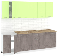 Кухонный гарнитур Кортекс-мебель Корнелия Лира 2.4м (зеленый/оникс/мадрид) - 