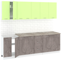 Кухонный гарнитур Кортекс-мебель Корнелия Лира 2.4м (зеленый/оникс/марсель) - 