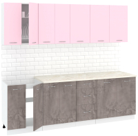 Кухонный гарнитур Кортекс-мебель Корнелия Лира 2.4м (розовый/оникс/королевский опал) - 